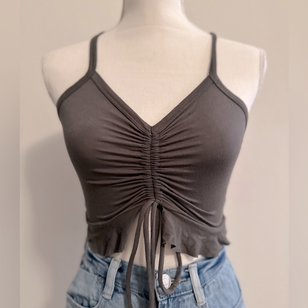 Gray Crop Top w/ Ruching Size Small